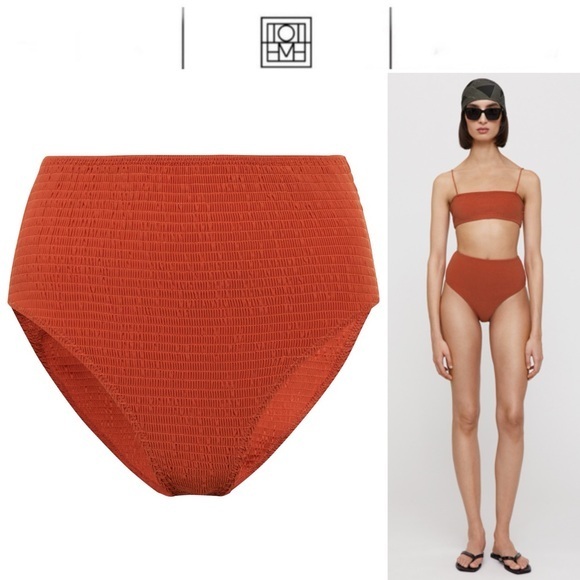 TOTEME Smocked High Rise Bikini Bottoms sz S 150$